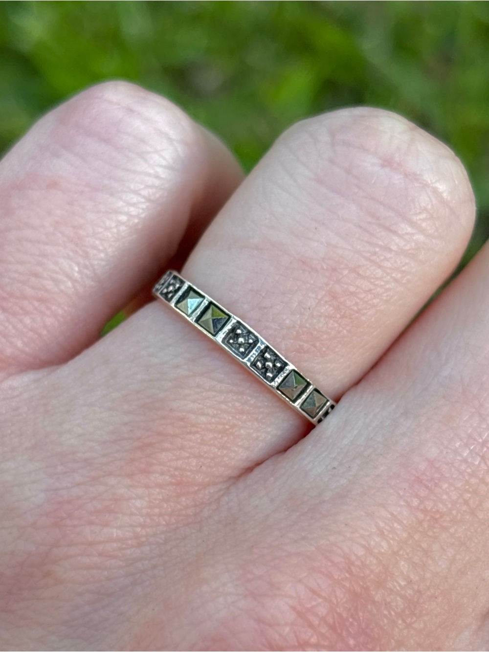 Sterling Silver Marcasite Vintage Band Stacking Ring